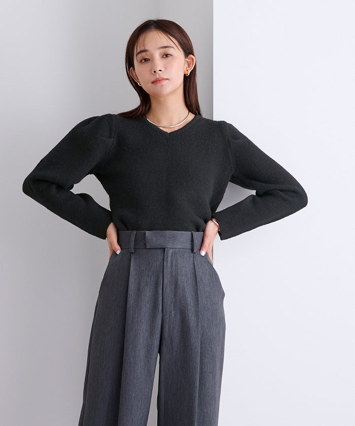 ユアーズ ur's 前後2wayパフスリーブニット （ベージュ） ベージュ