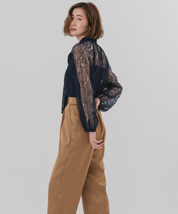 ユアーズ ur's レースボウタイブラウス （アイボリー） アイボリー