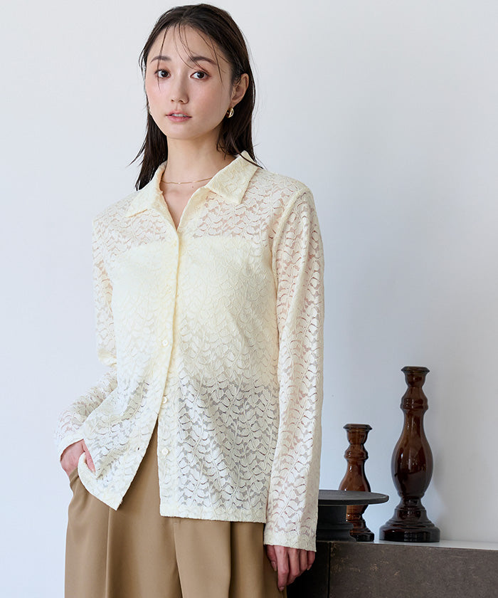 ユアーズ ur's レースポロデザインブラウス （ホワイト） ホワイト