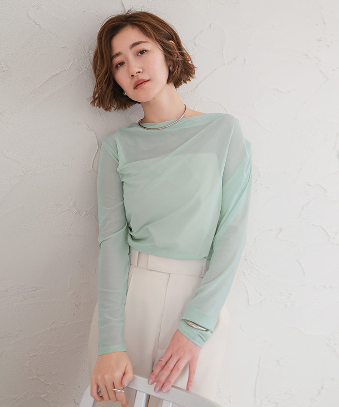 ユアーズ ur's 2wayシアードレープカットソー （ホワイト） ホワイト