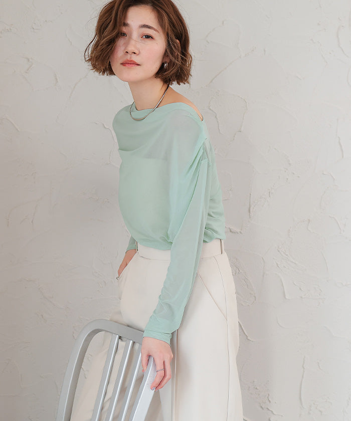 ユアーズ ur's 2wayシアードレープカットソー （ホワイト） ホワイト