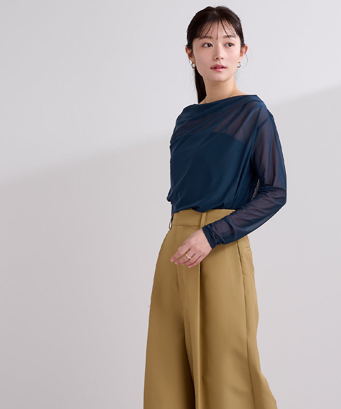 ユアーズ ur's 2wayシアードレープカットソー （ホワイト） ホワイト