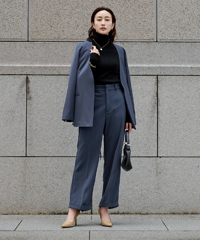 ユアーズ ur's ベルト付ノーカラージャケット （グレージュ） グレージュ