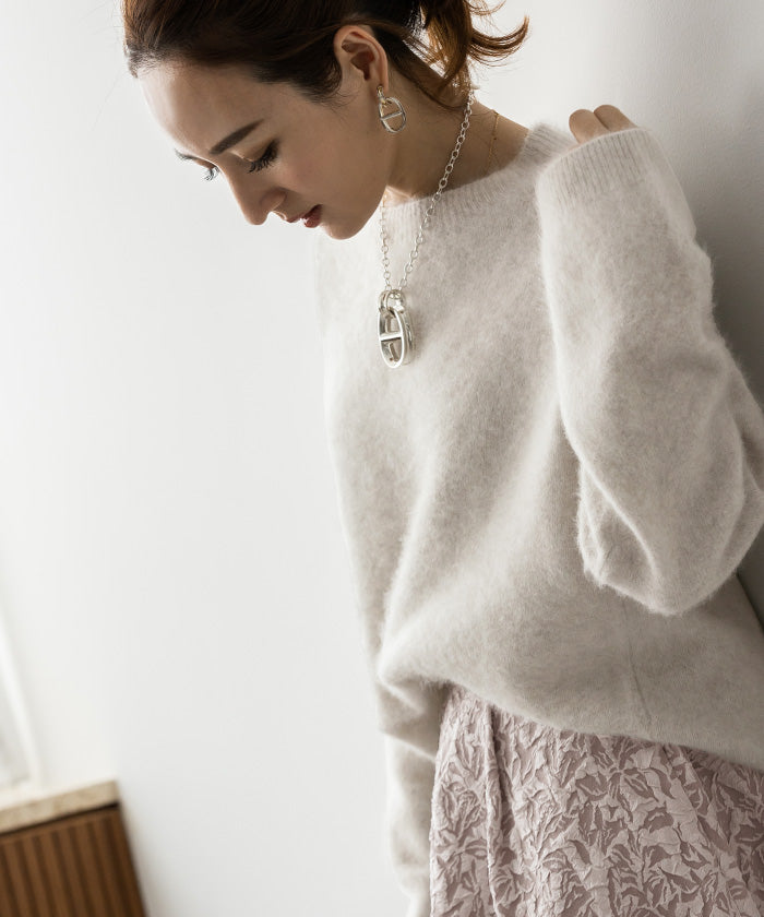 ユアーズ ur's ウール混クルーネックニットプルオーバー