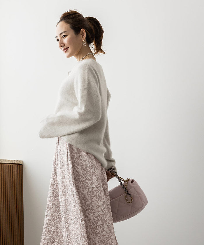 ユアーズ ur's ウール混クルーネックニットプルオーバー