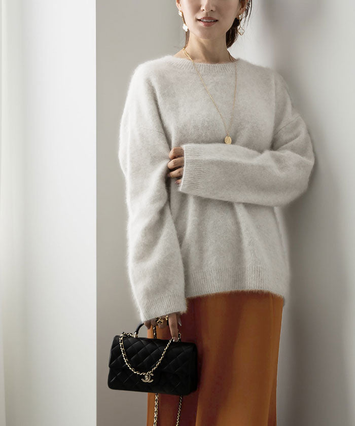 ユアーズ ur's ウール混クルーネックニットプルオーバー