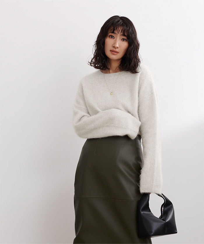 ユアーズ ur's ウール混クルーネックニットプルオーバー