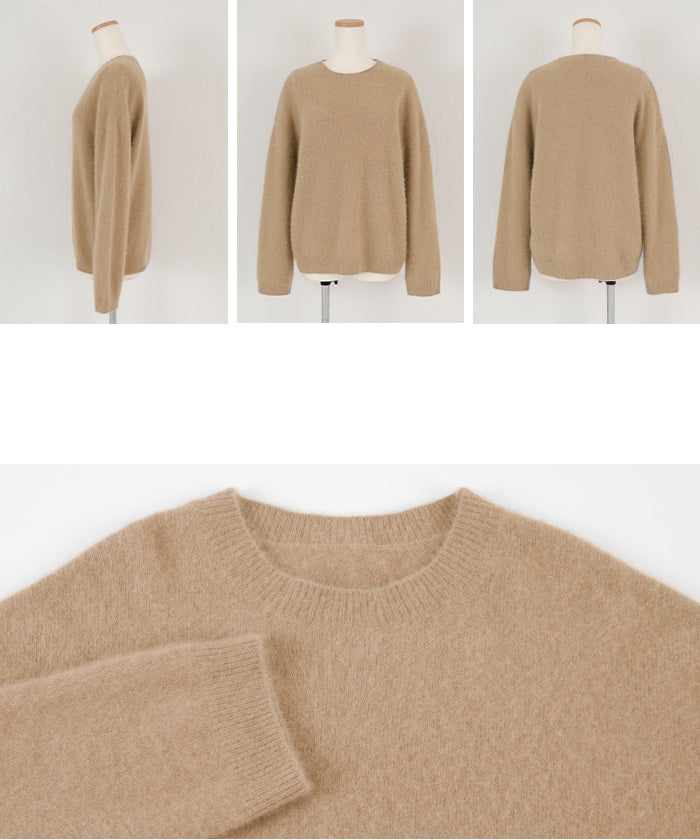 ユアーズ ur's ウール混クルーネックニットプルオーバー