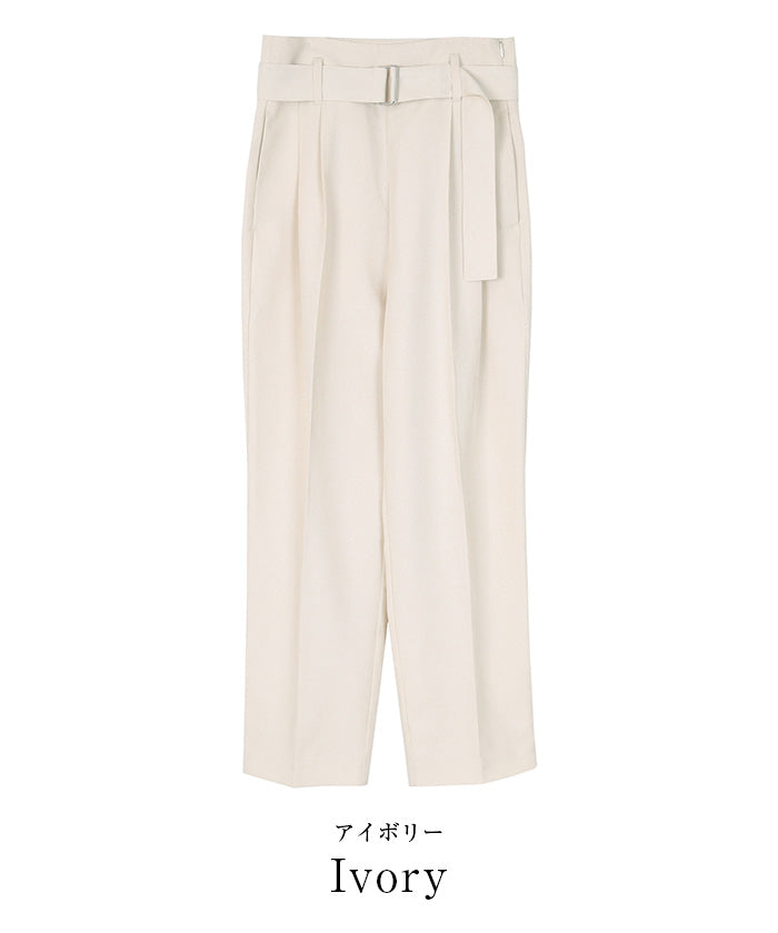 ユアーズ ur's リネンライクハイウエストテーパードパンツ （アイボリー） アイボリー