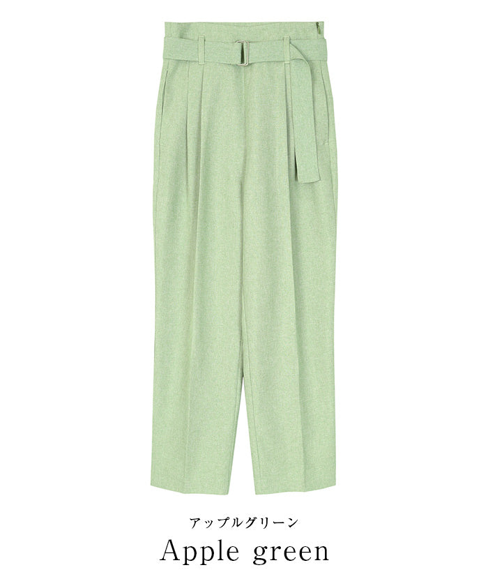 ユアーズ ur's リネンライクハイウエストテーパードパンツ （アイボリー） アイボリー