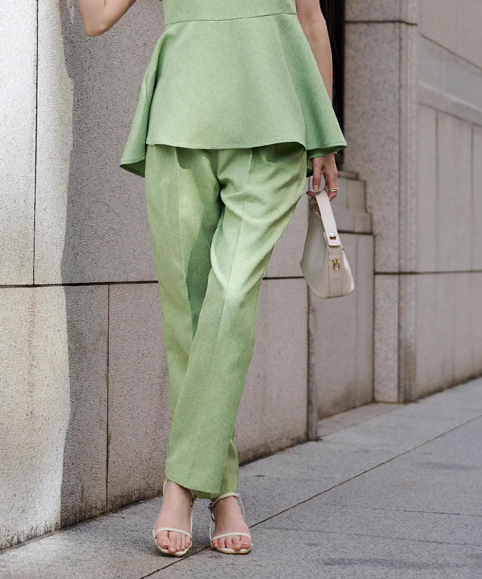 ユアーズ ur's リネンライクハイウエストテーパードパンツ （アイボリー） アイボリー