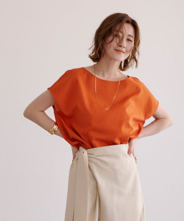 ユアーズ ur's リネンブレンドコクーンシルエットトップス （ブラック） ブラック