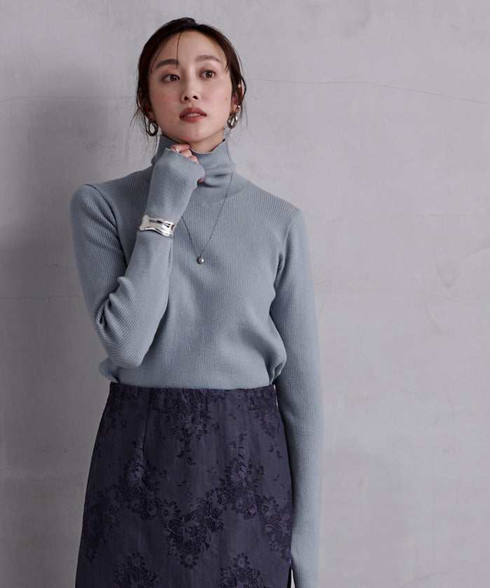 ユアーズ ur's フィンガーホール付リブタートルネックトップス