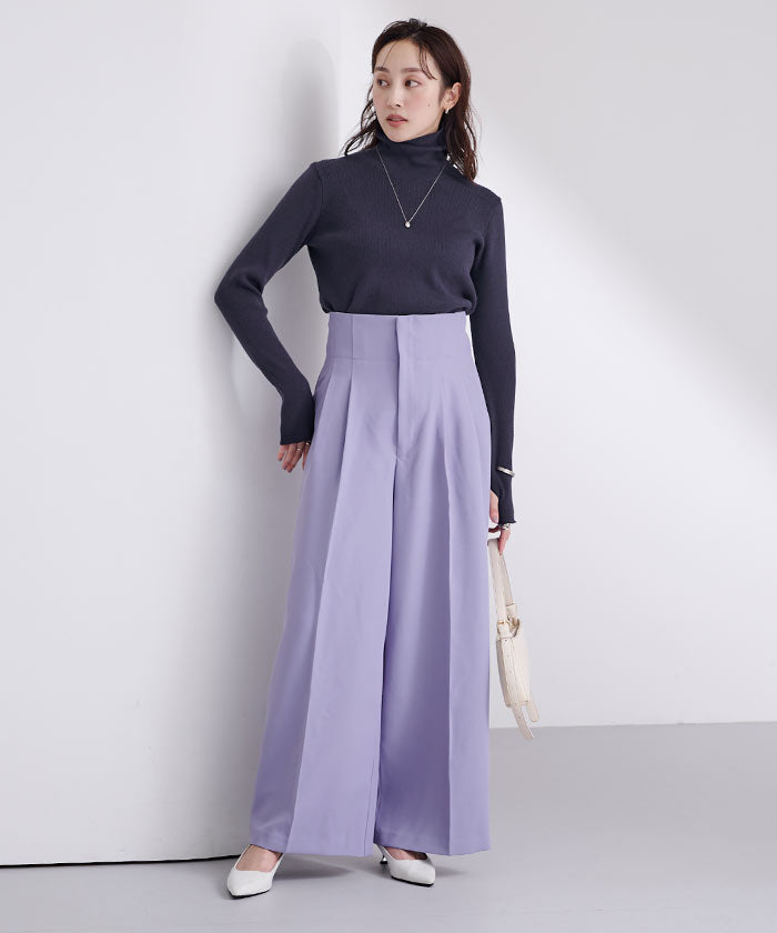 ユアーズ ur's フィンガーホール付リブタートルネックトップス