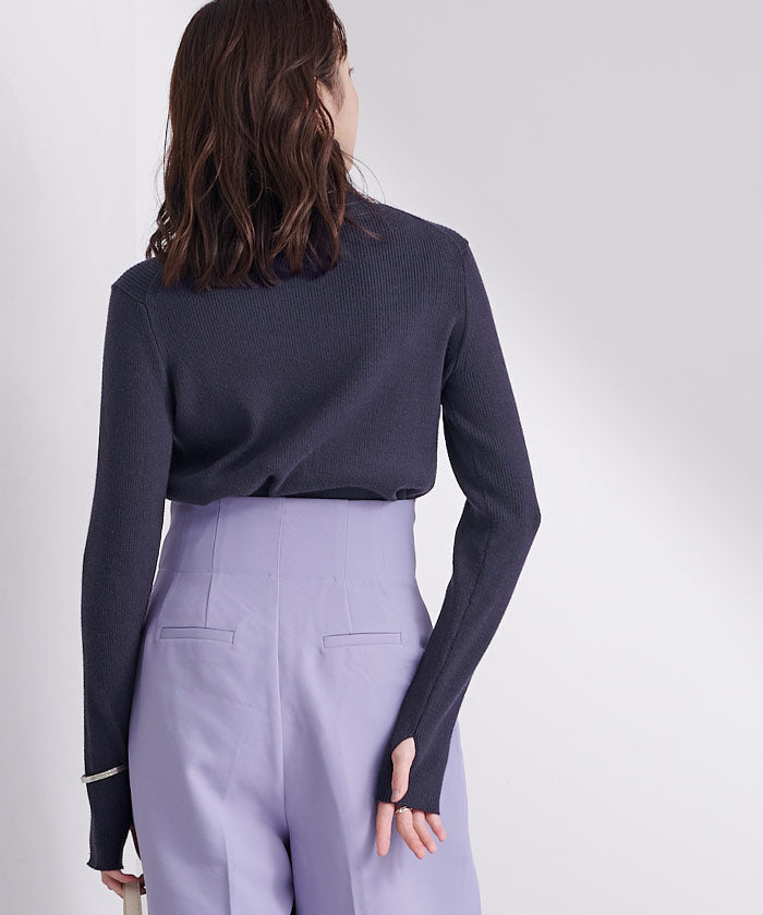 ユアーズ ur's フィンガーホール付リブタートルネックトップス