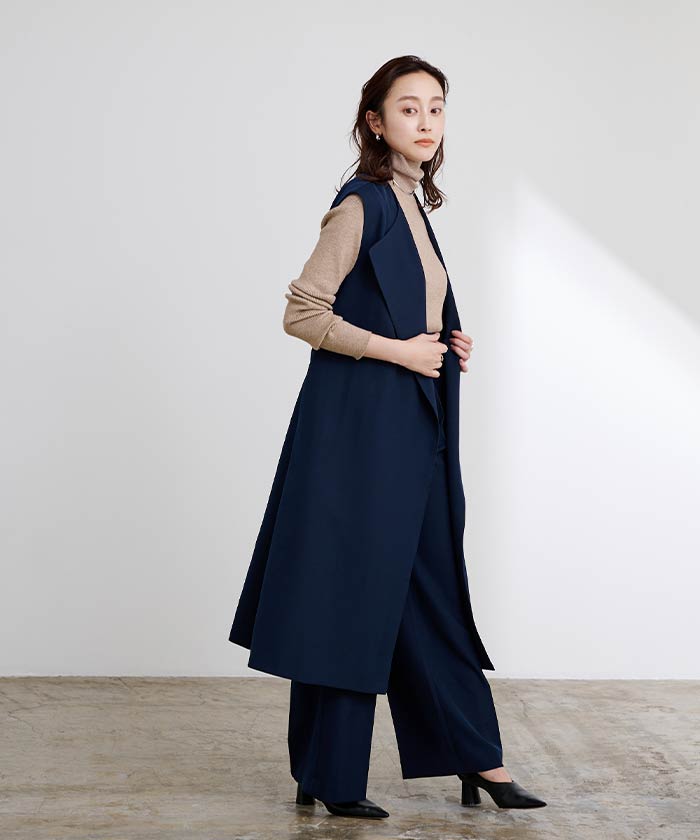 ユアーズ ur's フィンガーホール付リブタートルネックトップス