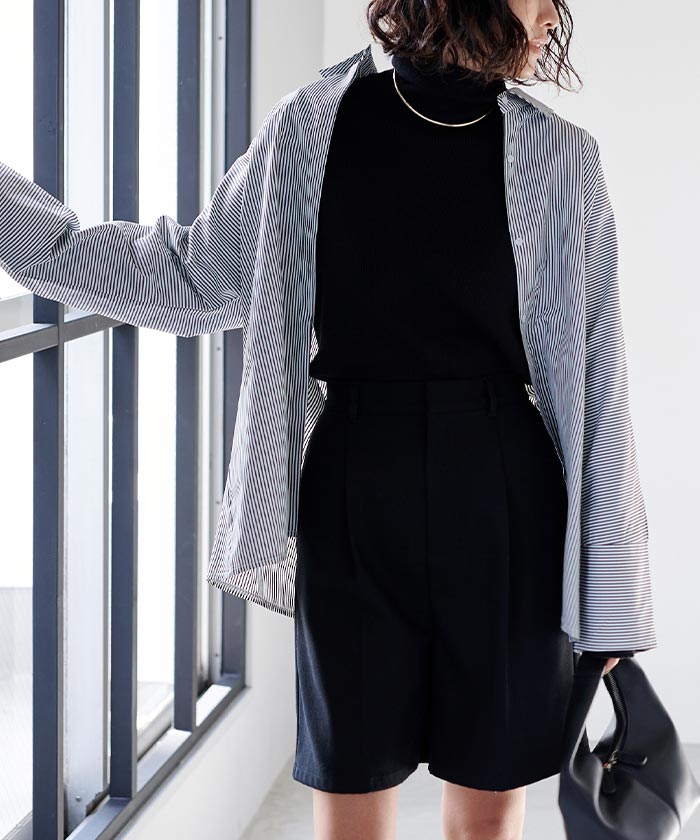 ユアーズ ur's フィンガーホール付リブタートルネックトップス