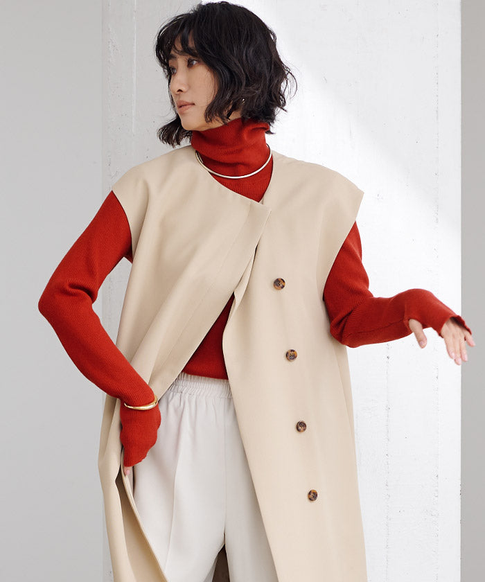 ユアーズ ur's フィンガーホール付リブタートルネックトップス （グレイッシュブルー） グレイッシュブルー