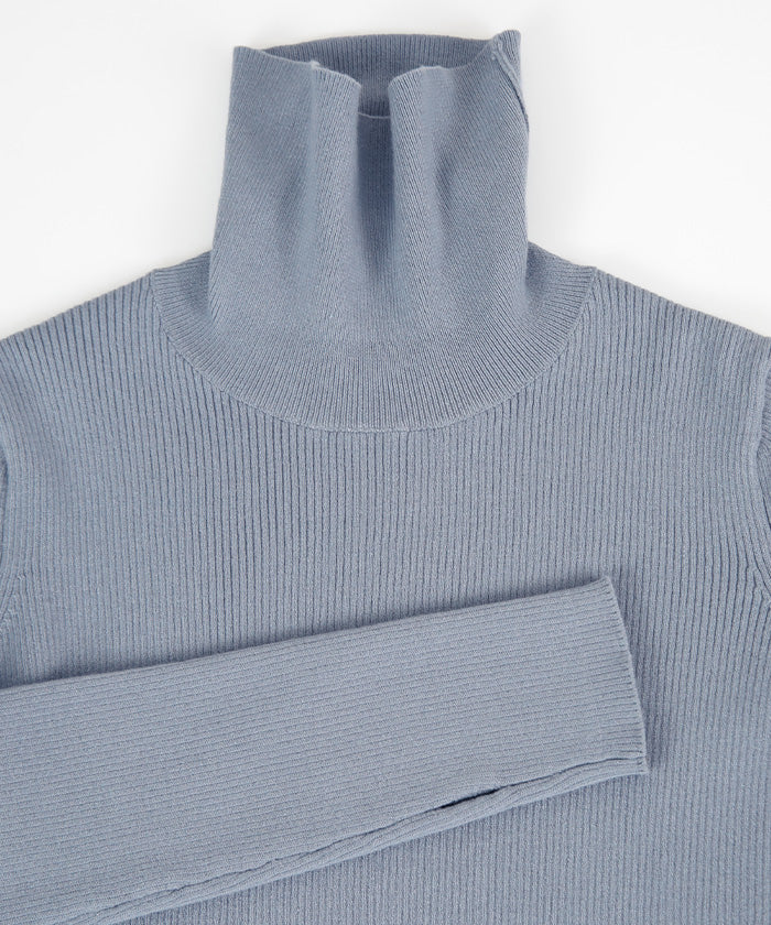 ユアーズ ur's フィンガーホール付リブタートルネックトップス （グレイッシュブルー） グレイッシュブルー