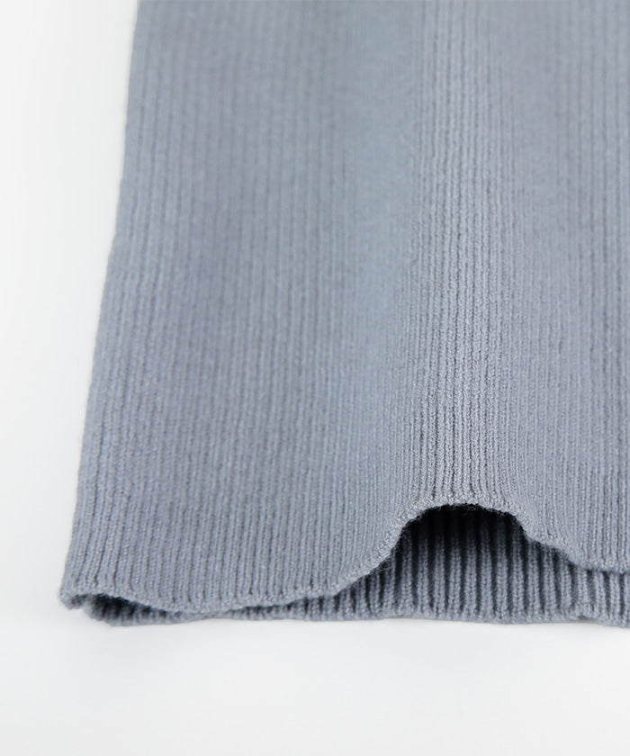 ユアーズ ur's フィンガーホール付リブタートルネックトップス （グレイッシュブルー） グレイッシュブルー