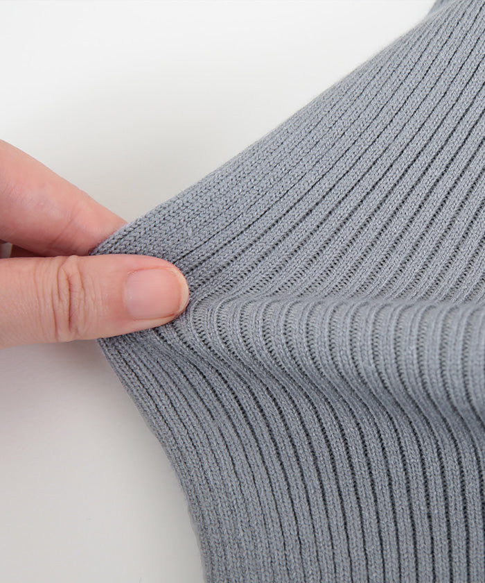 ユアーズ ur's フィンガーホール付リブタートルネックトップス （グレイッシュブルー） グレイッシュブルー