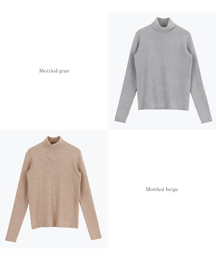 ユアーズ ur's フィンガーホール付リブタートルネックトップス （グレイッシュブルー） グレイッシュブルー