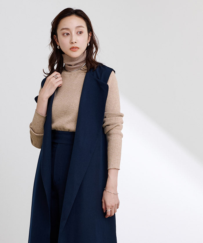 ユアーズ ur's フィンガーホール付リブタートルネックトップス