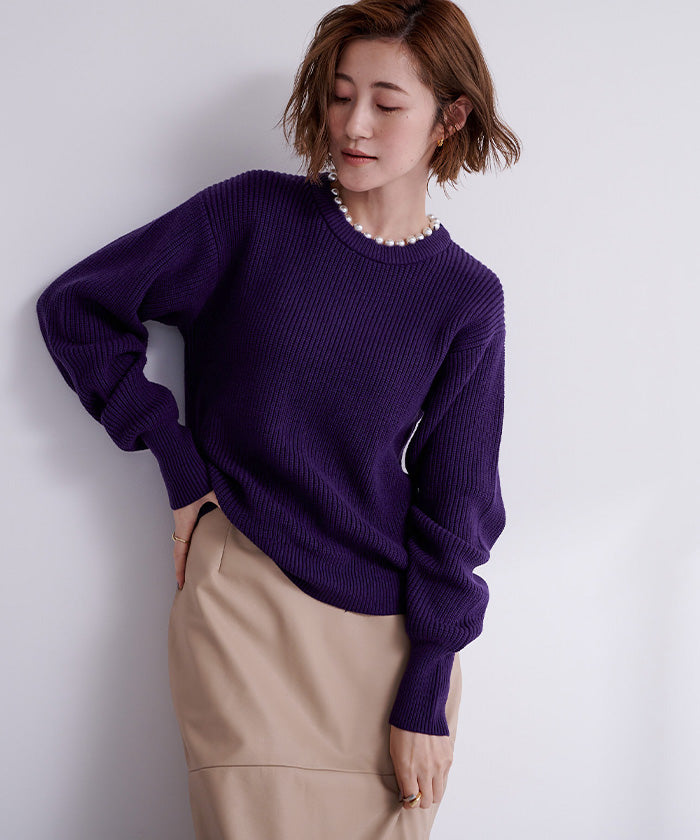 ユアーズ ur's パール付クルーネックニット