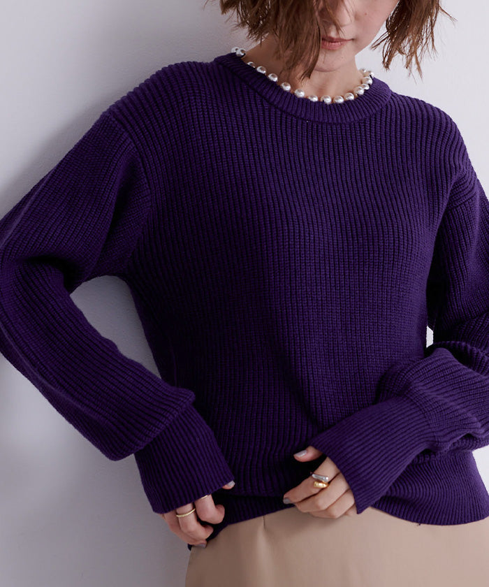 ユアーズ ur's パール付クルーネックニット