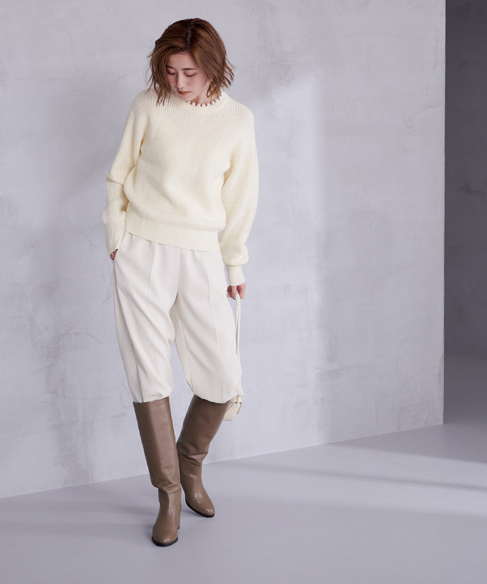 ユアーズ ur's パール付クルーネックニット