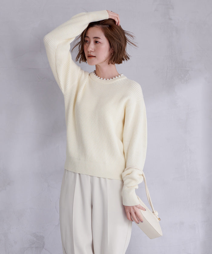 ユアーズ ur's パール付クルーネックニット