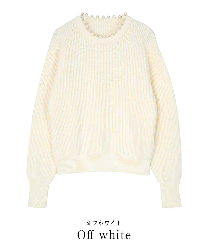 ユアーズ ur's パール付クルーネックニット