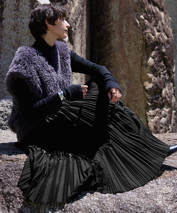 ur's ur's sheer deformed pleated skirt