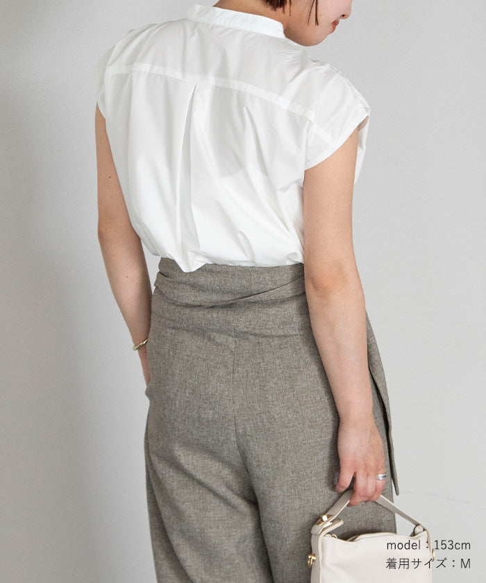 ユアーズ ur's スタンドカラーショルダーギャザーブザムシャツ （ブラック） ブラック