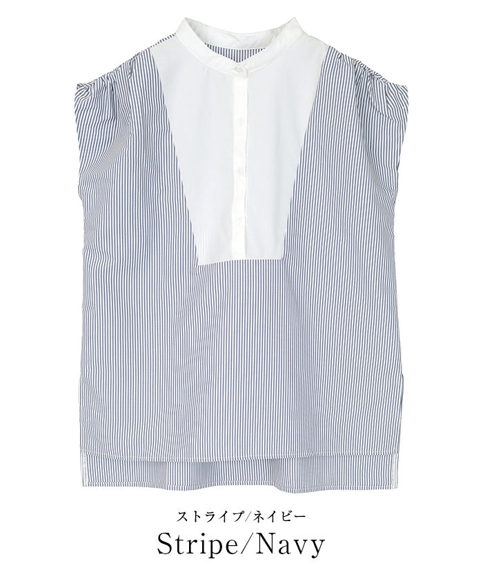 ユアーズ ur's スタンドカラーショルダーギャザーブザムシャツ （ブラック） ブラック