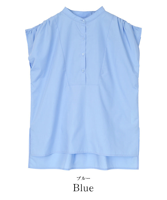 ユアーズ ur's スタンドカラーショルダーギャザーブザムシャツ （ブラック） ブラック