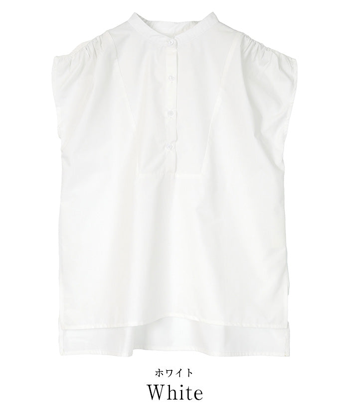 ユアーズ ur's スタンドカラーショルダーギャザーブザムシャツ （ブラック） ブラック