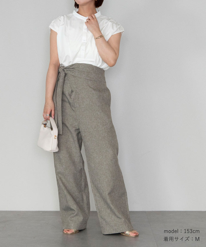 ユアーズ ur's スタンドカラーショルダーギャザーブザムシャツ （ホワイト） ホワイト