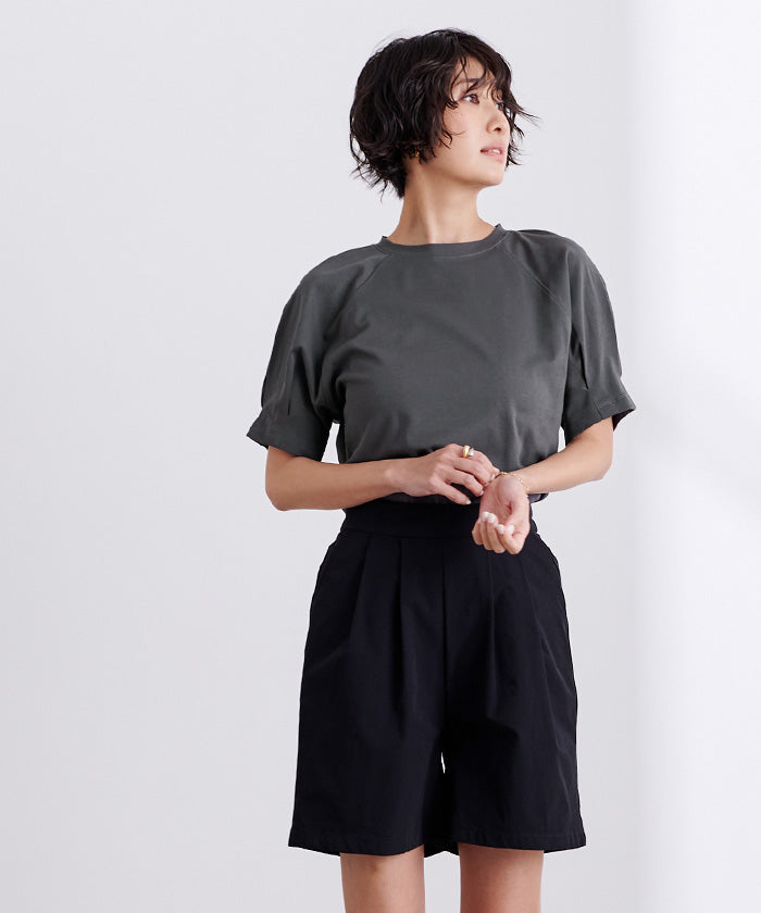 ユアーズ ur's 汗染み防止タックボリュームスリーブTシャツ （ブルーグレー） ブルーグレー