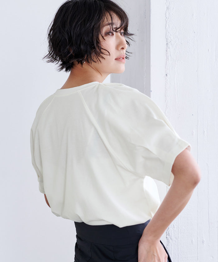 ユアーズ ur's 汗染み防止タックボリュームスリーブTシャツ （ブルーグレー） ブルーグレー