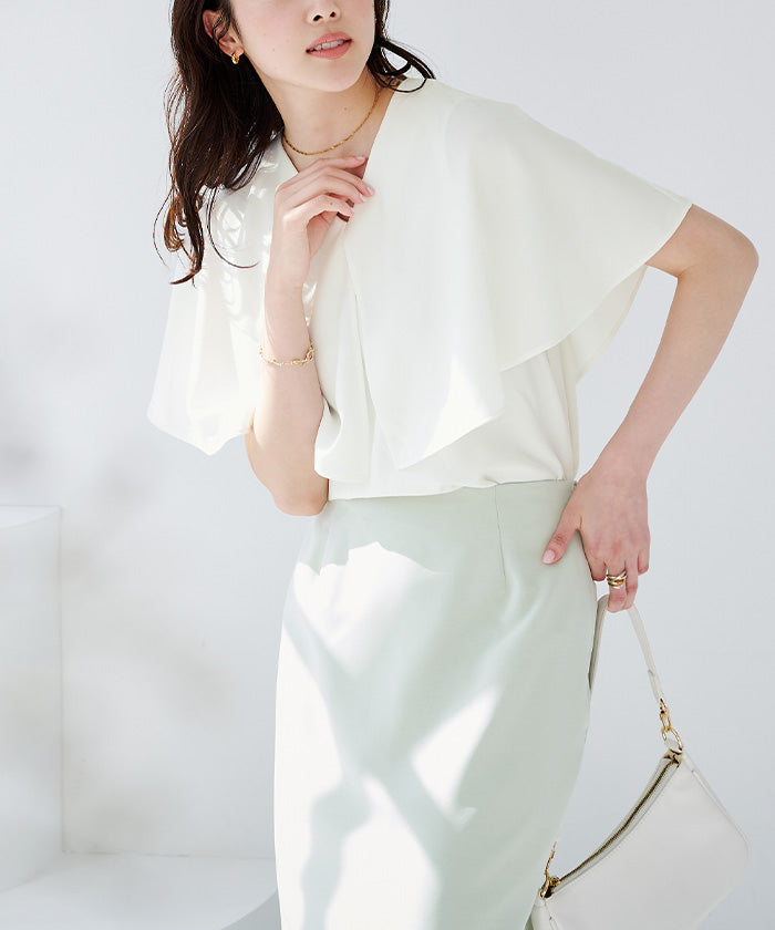 YOURS ur's V-Neck Cape Color Blouse