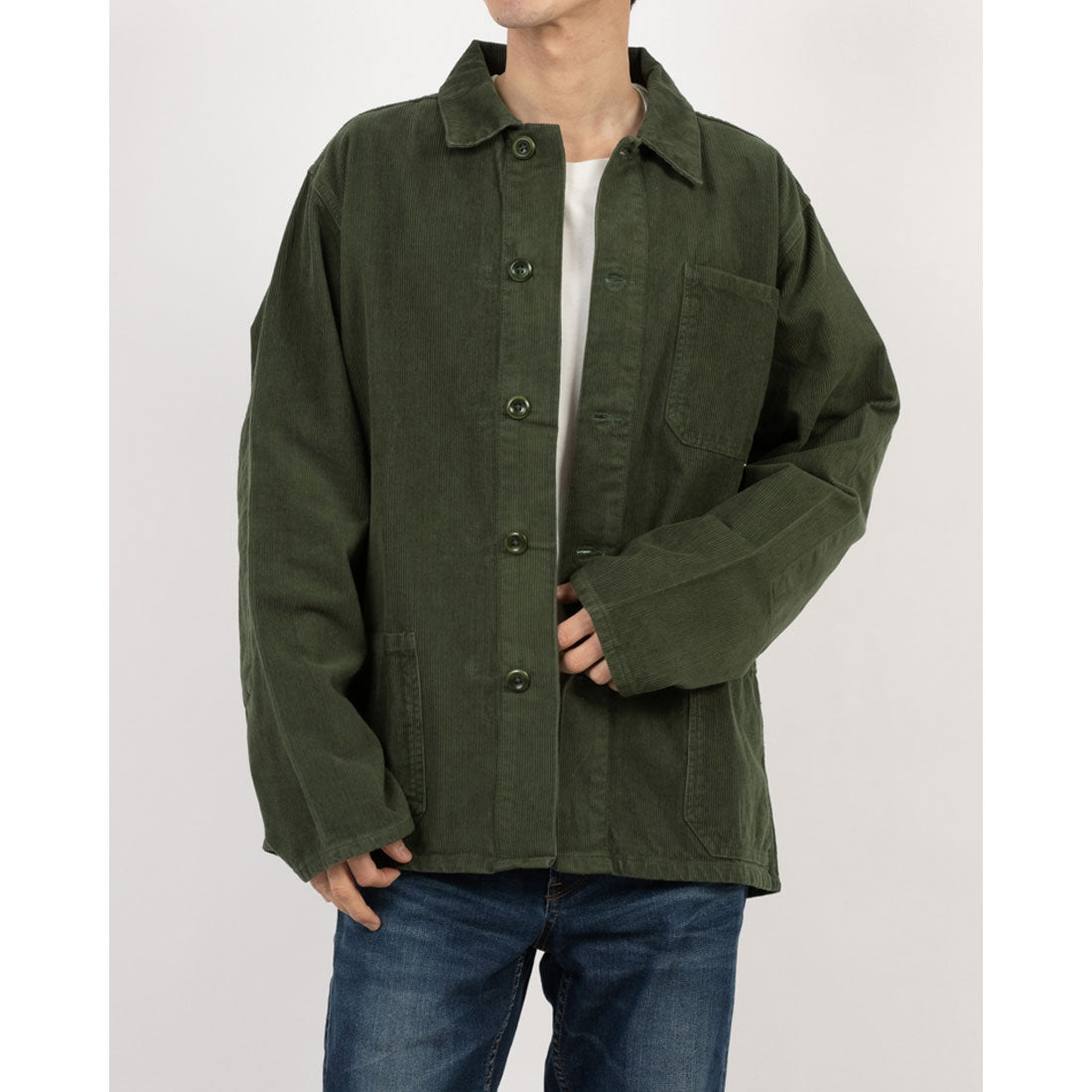 アスキーズ USKEES USKEES アスキーズBUTTONED CORD OVERSHIRTS ボタンコードオーバーシャツ 3001 （ヴァイングリーン） ヴァイングリーン