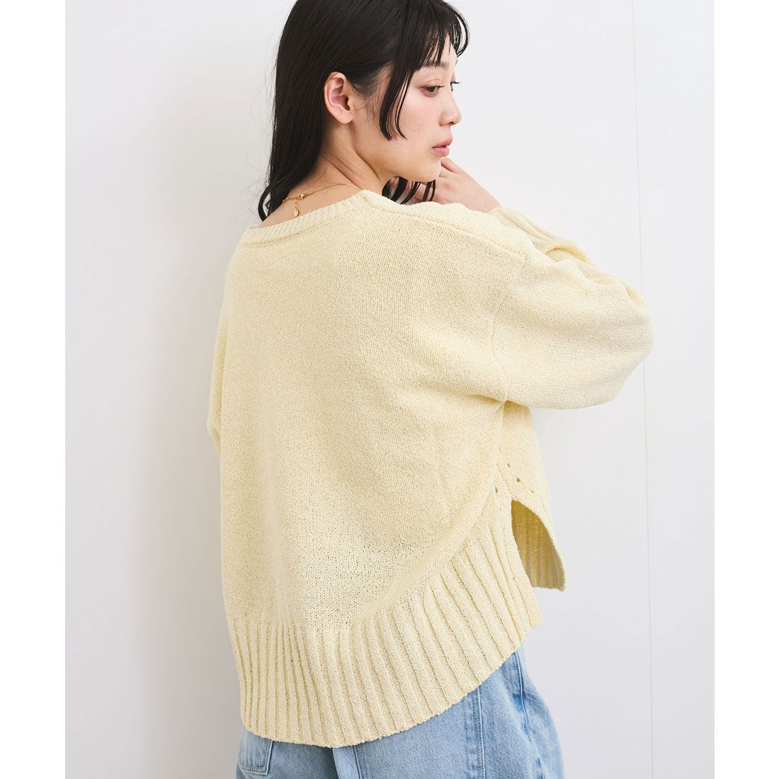 ビス VIS 深Vネックミックスニットプルオーバー