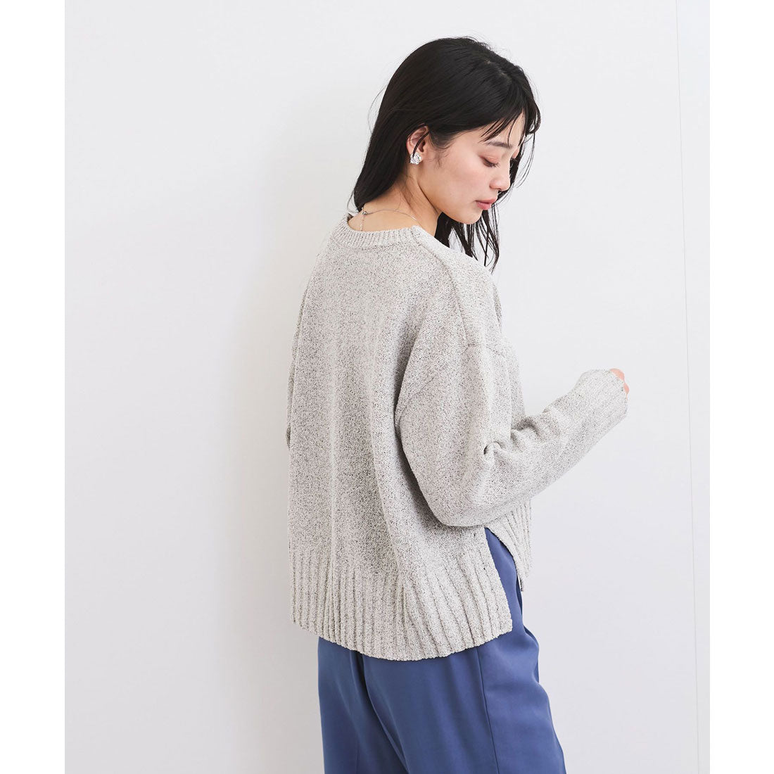 ビス VIS 深Vネックミックスニットプルオーバー