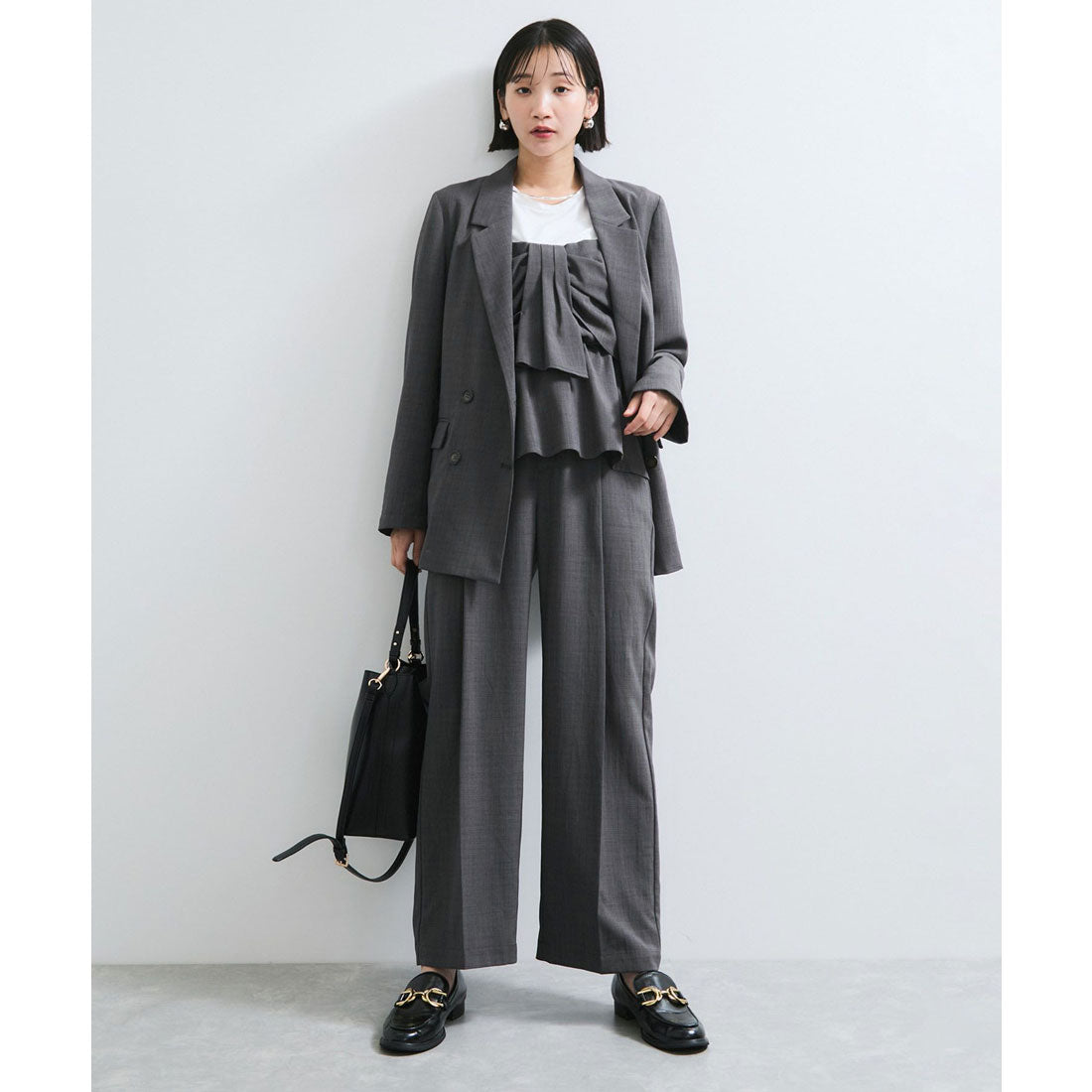 ビス VIS 【美easy】ねじりリボンTシャツドッキングプルオーバー【接触冷感/洗える】【セットアップ対応】 （キナリ（16）） キナリ（16）