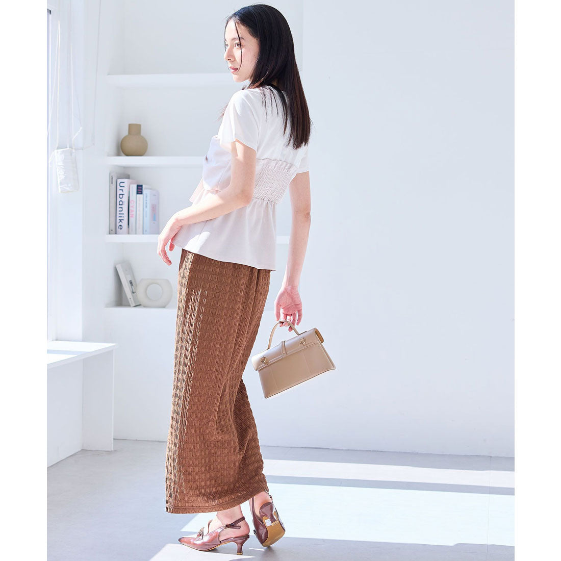 ビス VIS 【美easy】ねじりリボンTシャツドッキングプルオーバー【接触冷感/洗える】【セットアップ対応】 （キナリ（16）） キナリ（16）