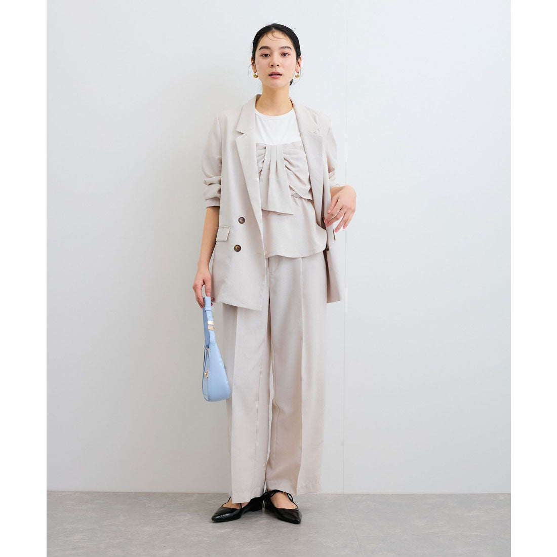 ビス VIS 【美easy】ねじりリボンTシャツドッキングプルオーバー【接触冷感/洗える】【セットアップ対応】 （キナリ（16）） キナリ（16）