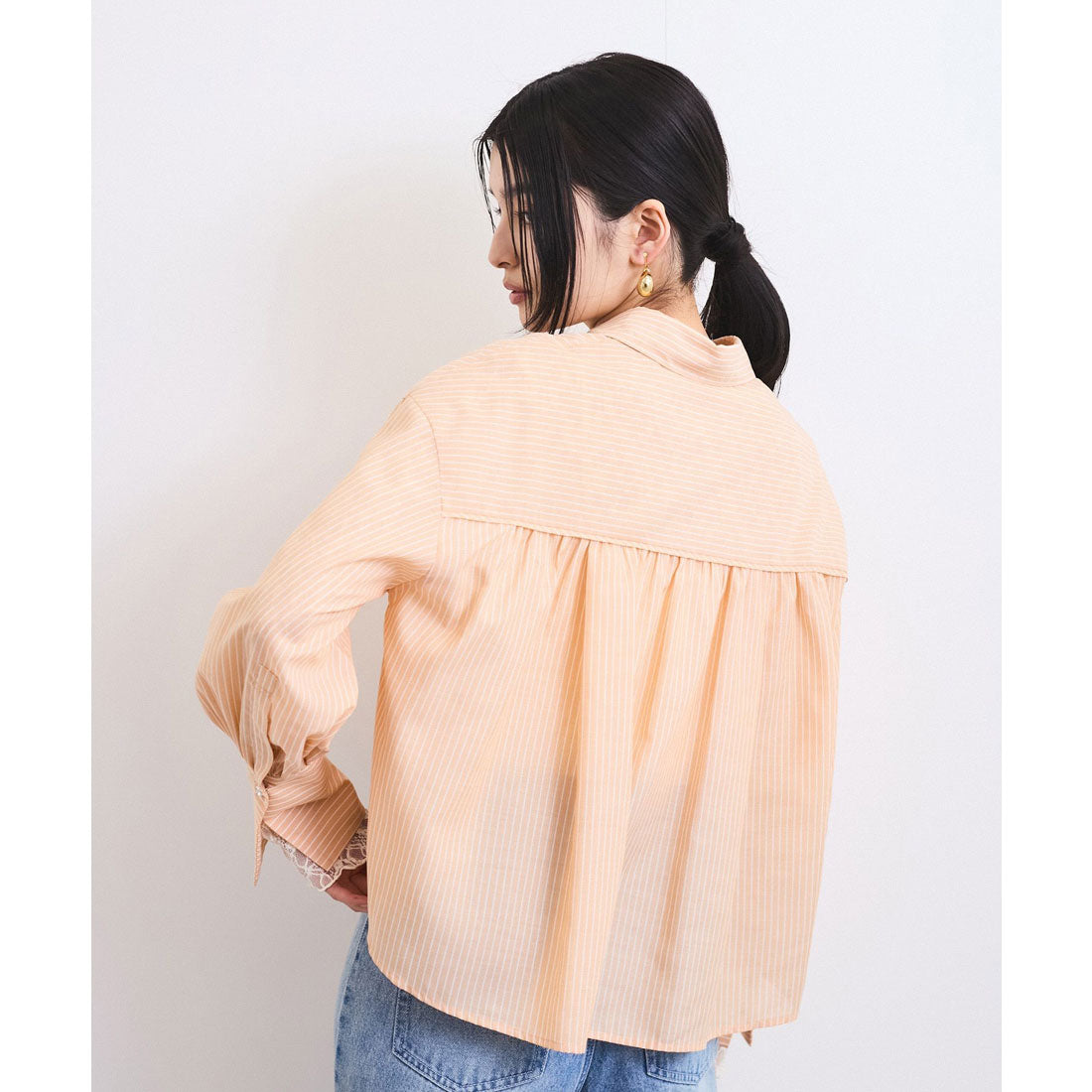ビス VIS 【防シワ/接触冷感/洗える】ボリュームフレアシャツ （サックス（48）） サックス（48）