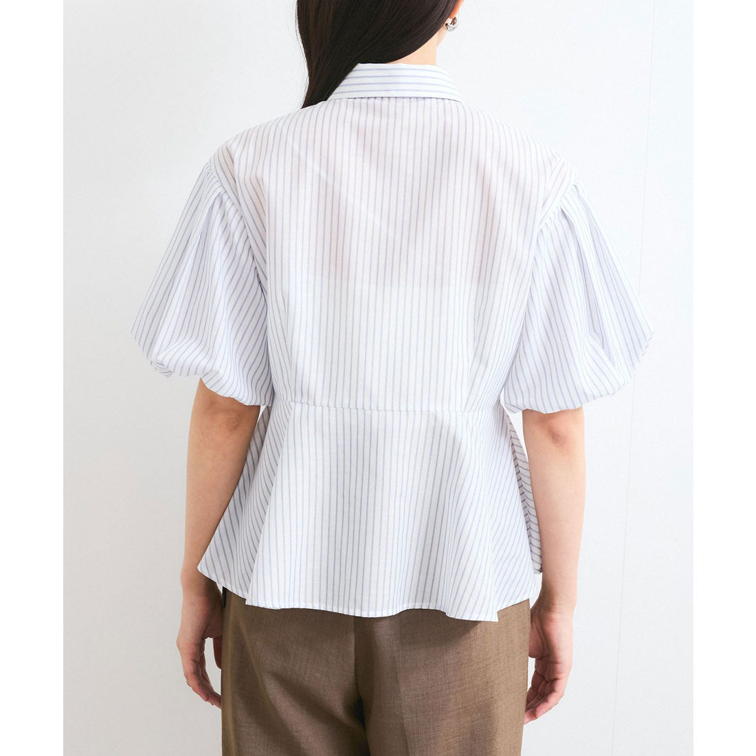 ビス VIS 【接触冷感】バルーンスリーブペプラムシャツ （ライトグリーン（33）） ライトグリーン（33）