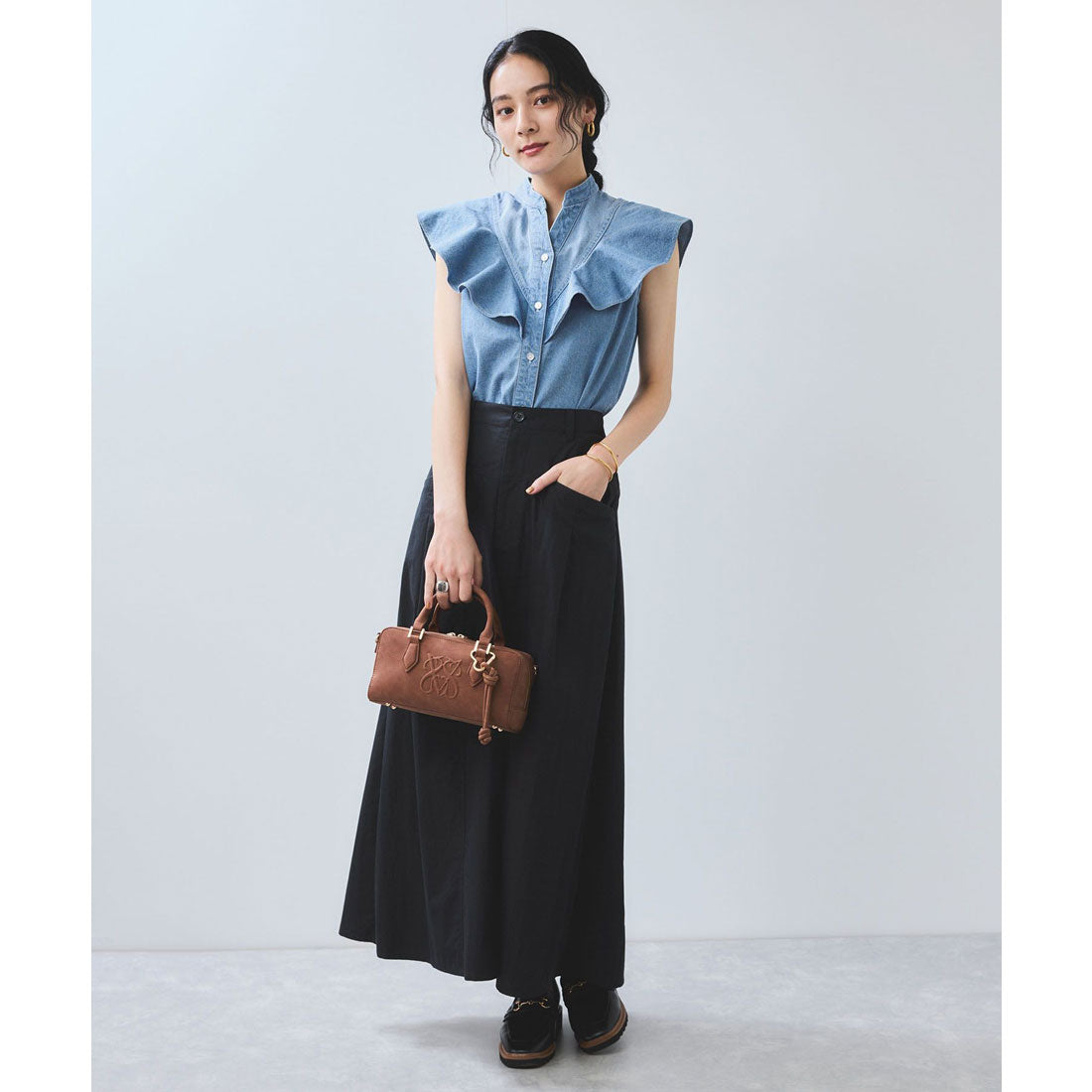 ビス VIS 2WAYデニムオフショルダーブラウス （サックス（48）） サックス（48）